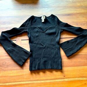 Black ribbed h&m bell sleeve sweater